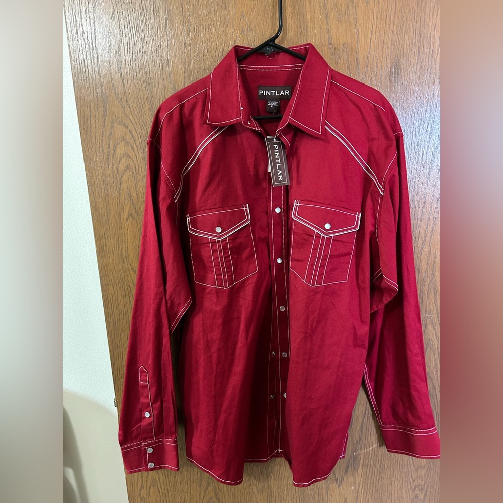 NWT Pinter red western men’s xl button down shirt